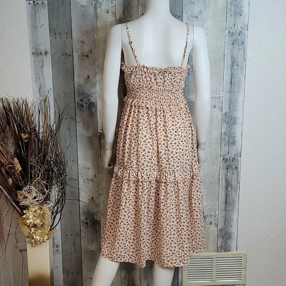 NWOT Angie Nordstrom Floral Ruched Midi Cottagecore Dress - Picture 4 of 10